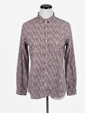 Woolrich Women's Medium Button Down Shirt Long Sleeve Geometric Burgundy